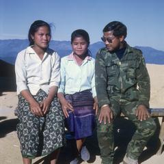 Ethnic Pong (Phong) girls with military commander