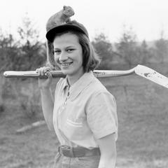 Estella with squirrel and shovel