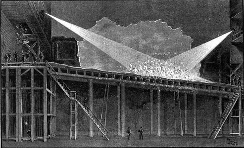 Entrance of the Valkyries in the Paris Opéra's 1893 production of Richard Wagner's Die Walküre, as seen from the rear of the stage