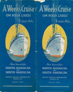 A week's cruise on four lakes, 2200 miles, new steamships North American, and South American, season 1916