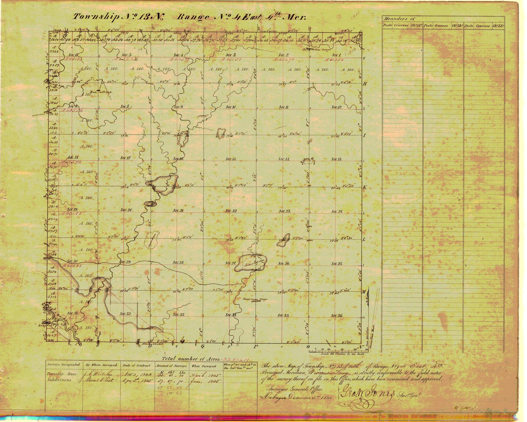 [Public Land Survey System map: Wisconsin Township 13 North, Range 04 East]