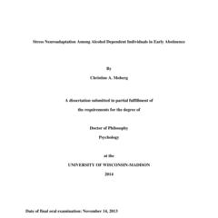 Stress Neuroadaptation Among Alcohol Dependent Individuals in Early Abstinence