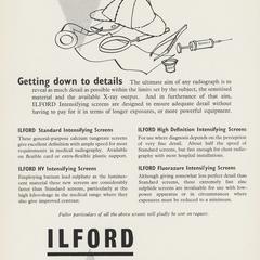 Ilford X-ray Intensifying Screen advertisement