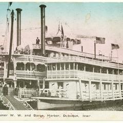 Excursion steamer W.W. and barge, Harbor, Dubuque, Iowa