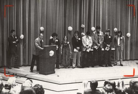 Students being presented with awards
