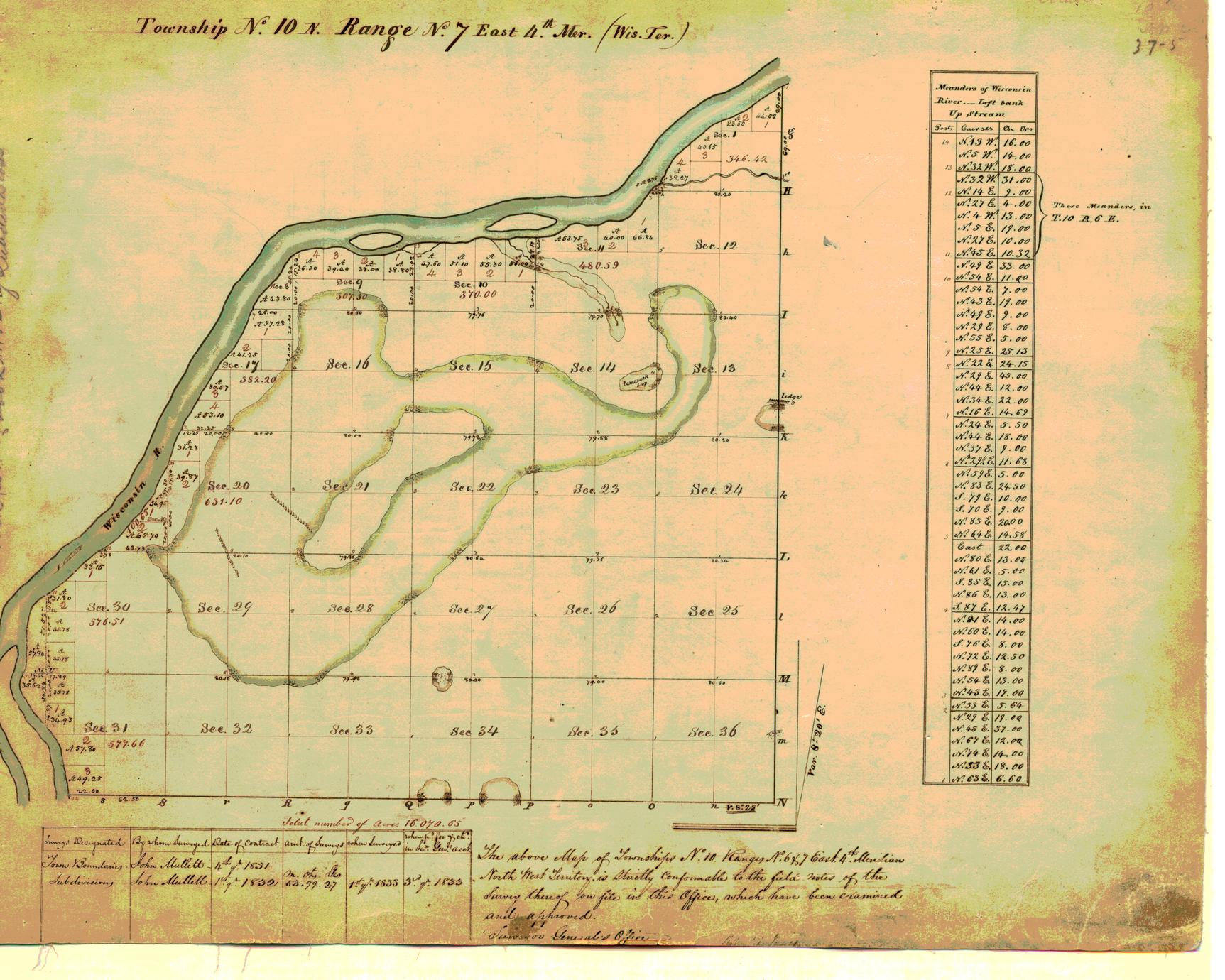 [Public Land Survey System map: Wisconsin Township 10 North, Range 07 East]