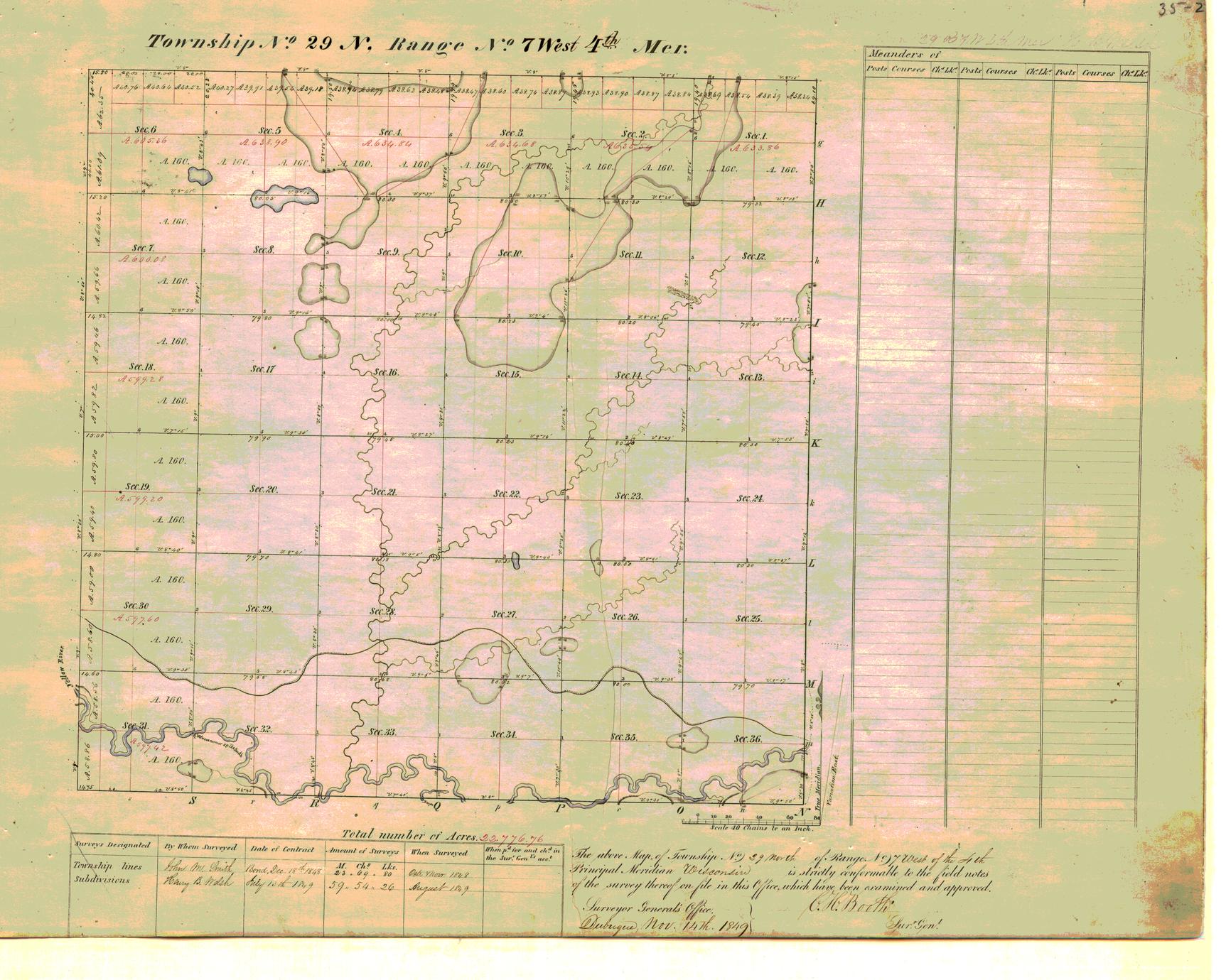 [Public Land Survey System map: Wisconsin Township 29 North, Range 07 West]