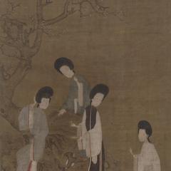 Four Ladies Gathering and Appreciating Blossoms