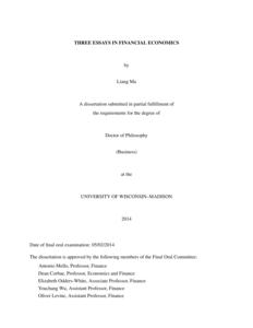 Three Essays in Financial Economics