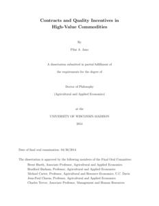 Contracts and Quality Incentives in High-Value Commodities