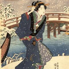 Evening Snow at Mokuboji, from the series Eight Veiws of Edo