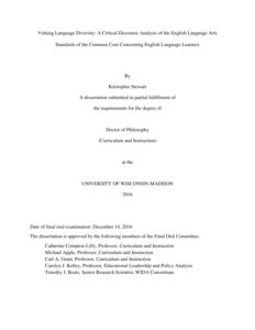 Valuing Language Diversity: A Critical Discourse Analysis of the English Language Arts Standards of the Common Core Concerning English Language Learners