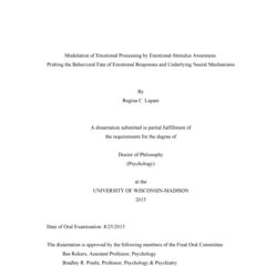 Modulation of Emotional Processing by Emotional-Stimulus Awareness: Probing the Behavioral Fate of Emotional Responses and Underlying Neural Mechanisms