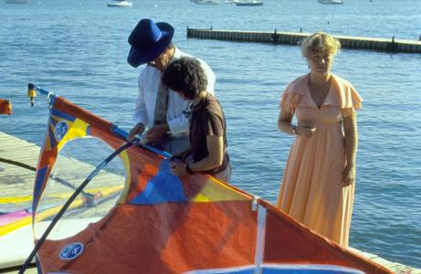 Preparing a wind sail, Hoofer's Club regatta