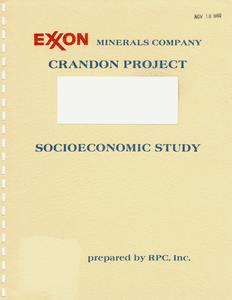 Economic analysis methodology : socioeconomic assessment, Exxon Crandon Project