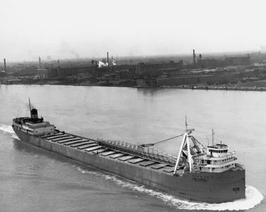 The Carl D. Bradley with Detroit, Michigan in background