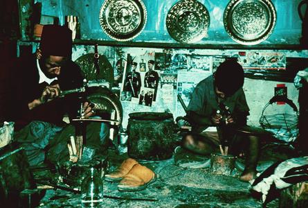 Brass Tray Workers in Medina in Fez