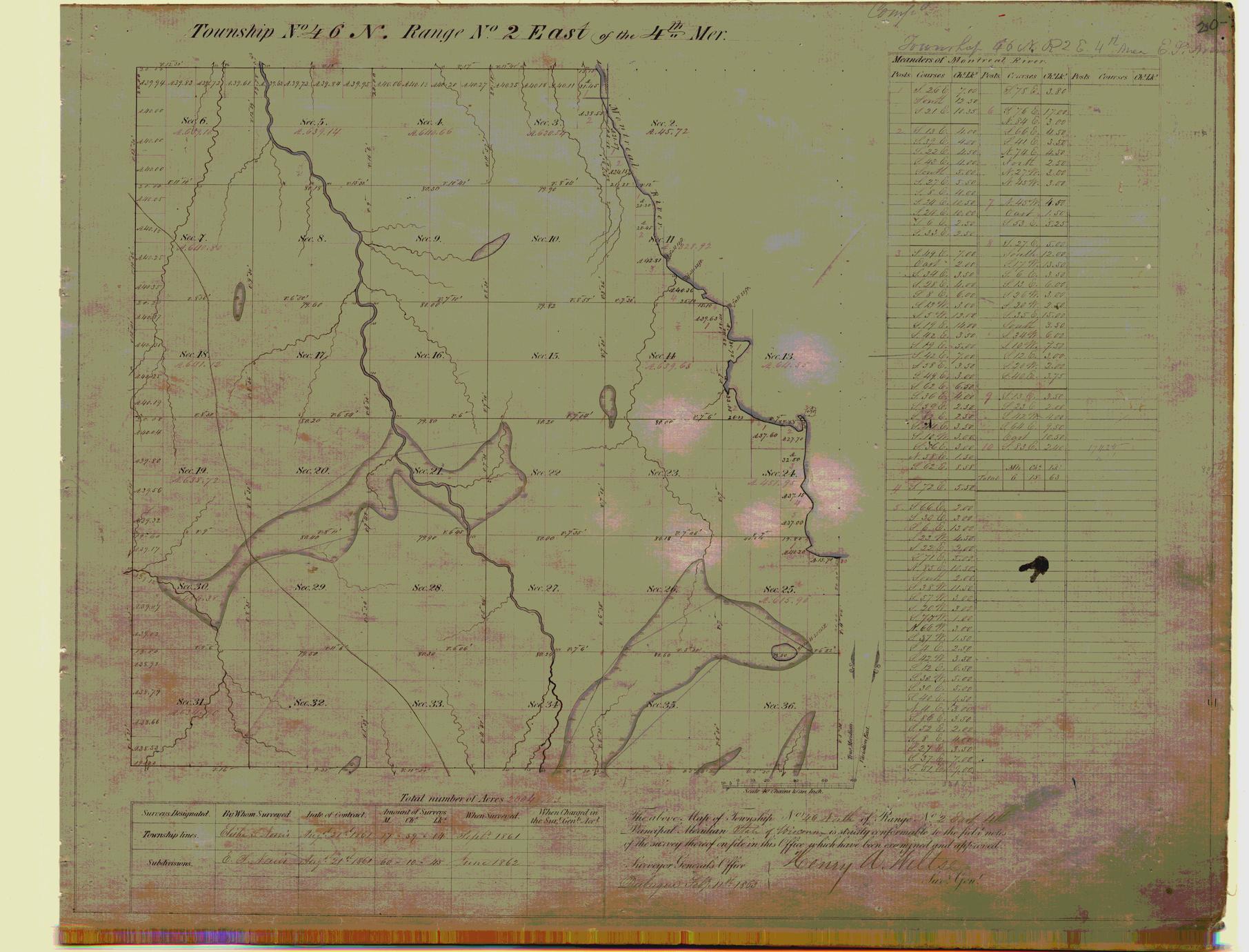[Public Land Survey System map: Wisconsin Township 46 North, Range 02 East]