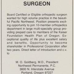 Orthopedic Surgeon job advertisement