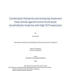 Combination fedratinib and venetoclax treatment have activity against human B cell acute lymphoblastic leukemia with high FLT3 expression