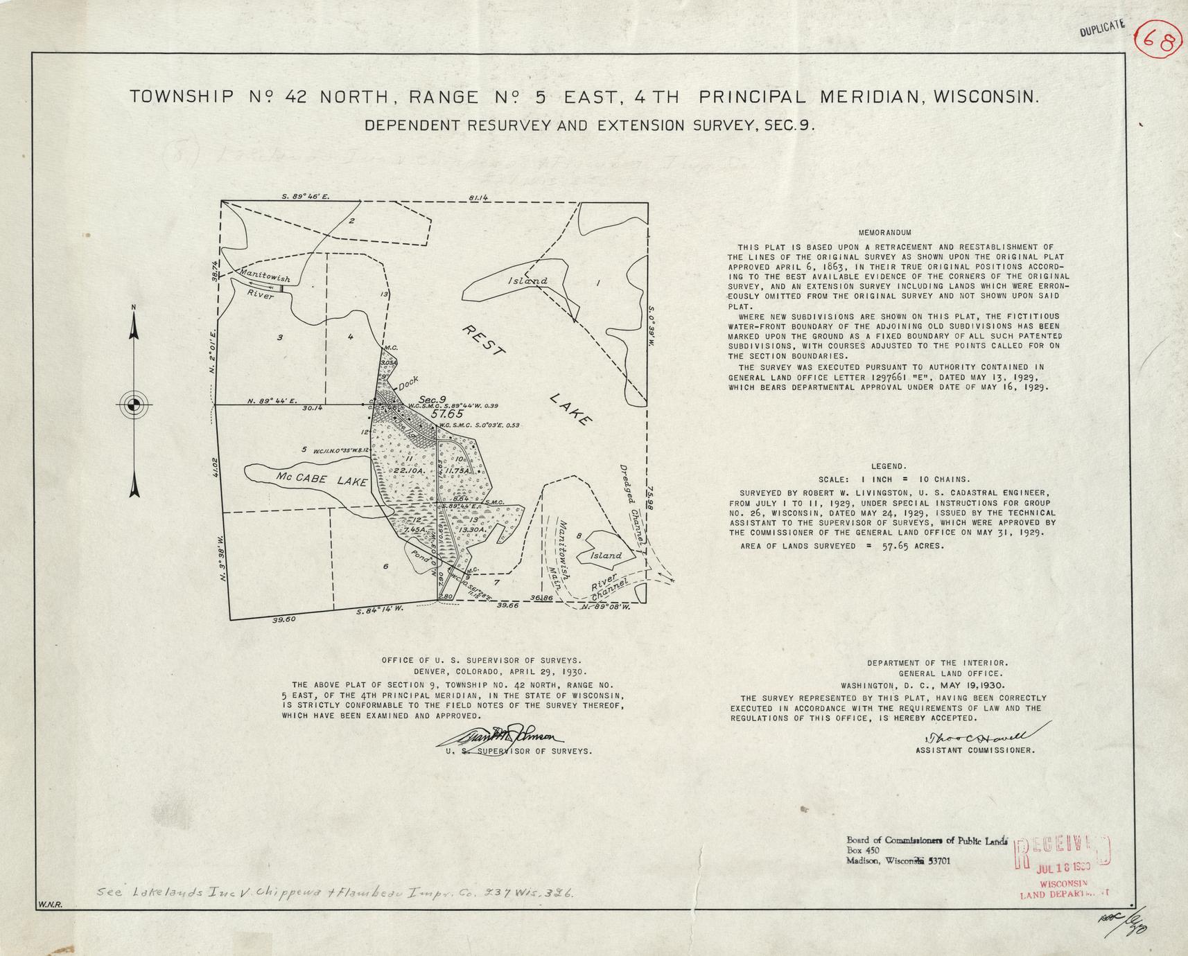 [Public Land Survey System map: Wisconsin Township 42 North, Range 05 East]