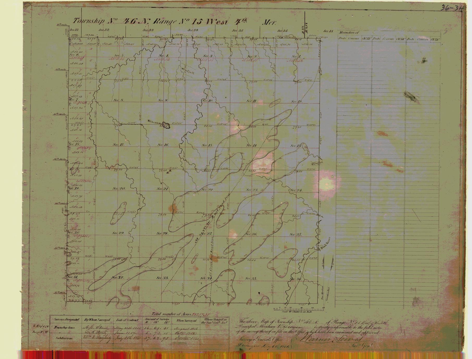 [Public Land Survey System map: Wisconsin Township 46 North, Range 15 West]