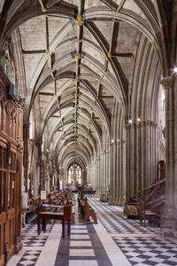 Worcester Cathedral interior nave south aisle