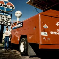 Jimmy Myers and a Myers Oil delivery truck