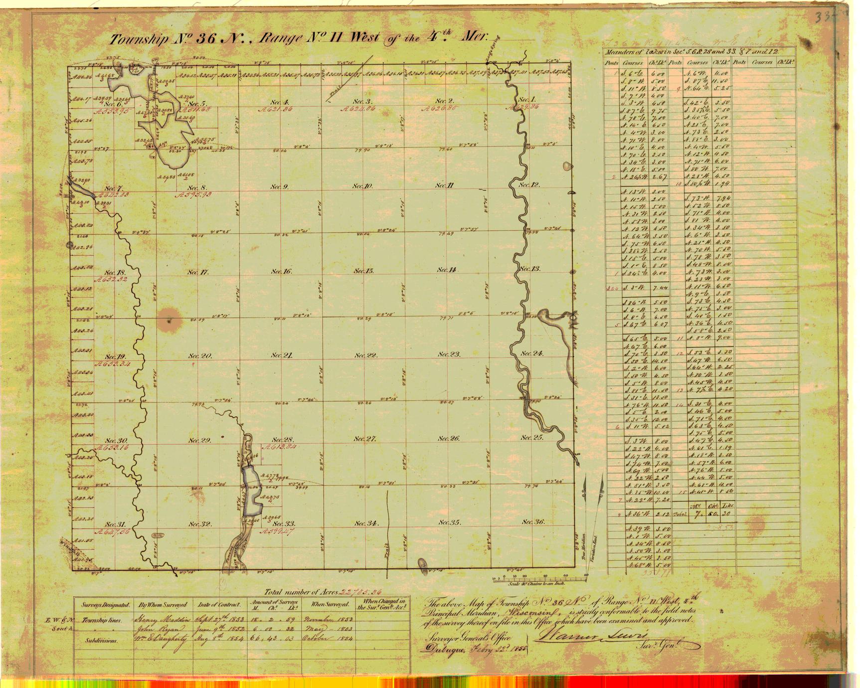 [Public Land Survey System map: Wisconsin Township 36 North, Range 11 West]