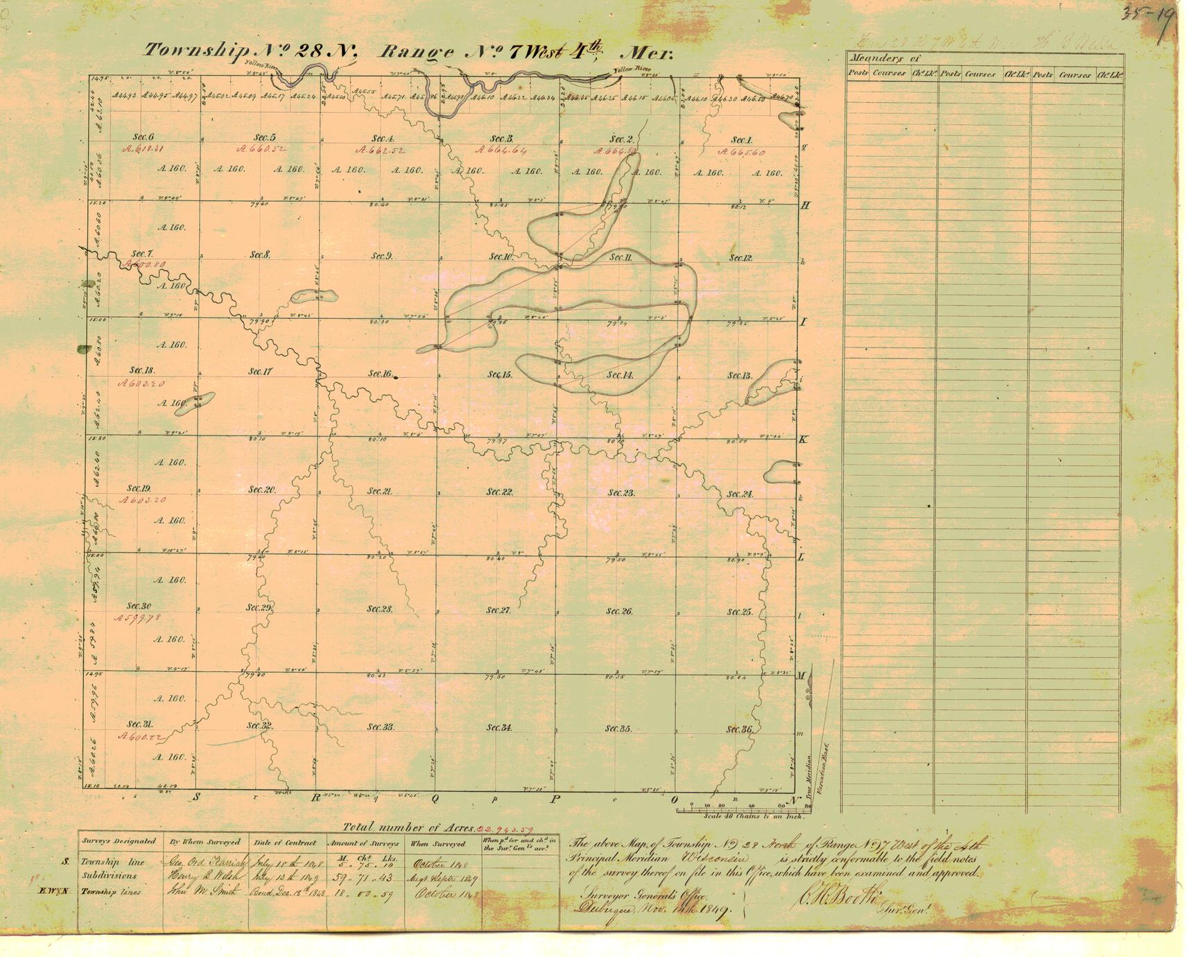 [Public Land Survey System map: Wisconsin Township 28 North, Range 07 West]