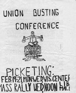 Union busting protest flier