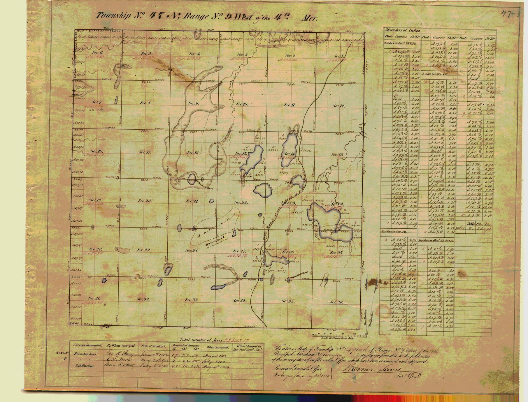 [Public Land Survey System map: Wisconsin Township 47 North, Range 09 West]