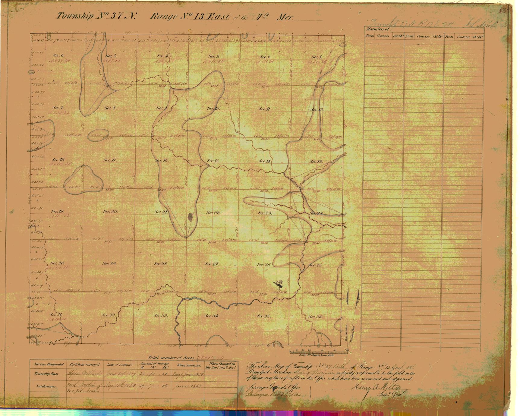 [Public Land Survey System map: Wisconsin Township 37 North, Range 13 East]