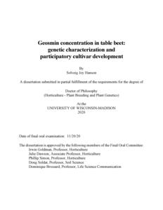 Geosmin concentration in table beet: genetic characterization and participatory cultivar development