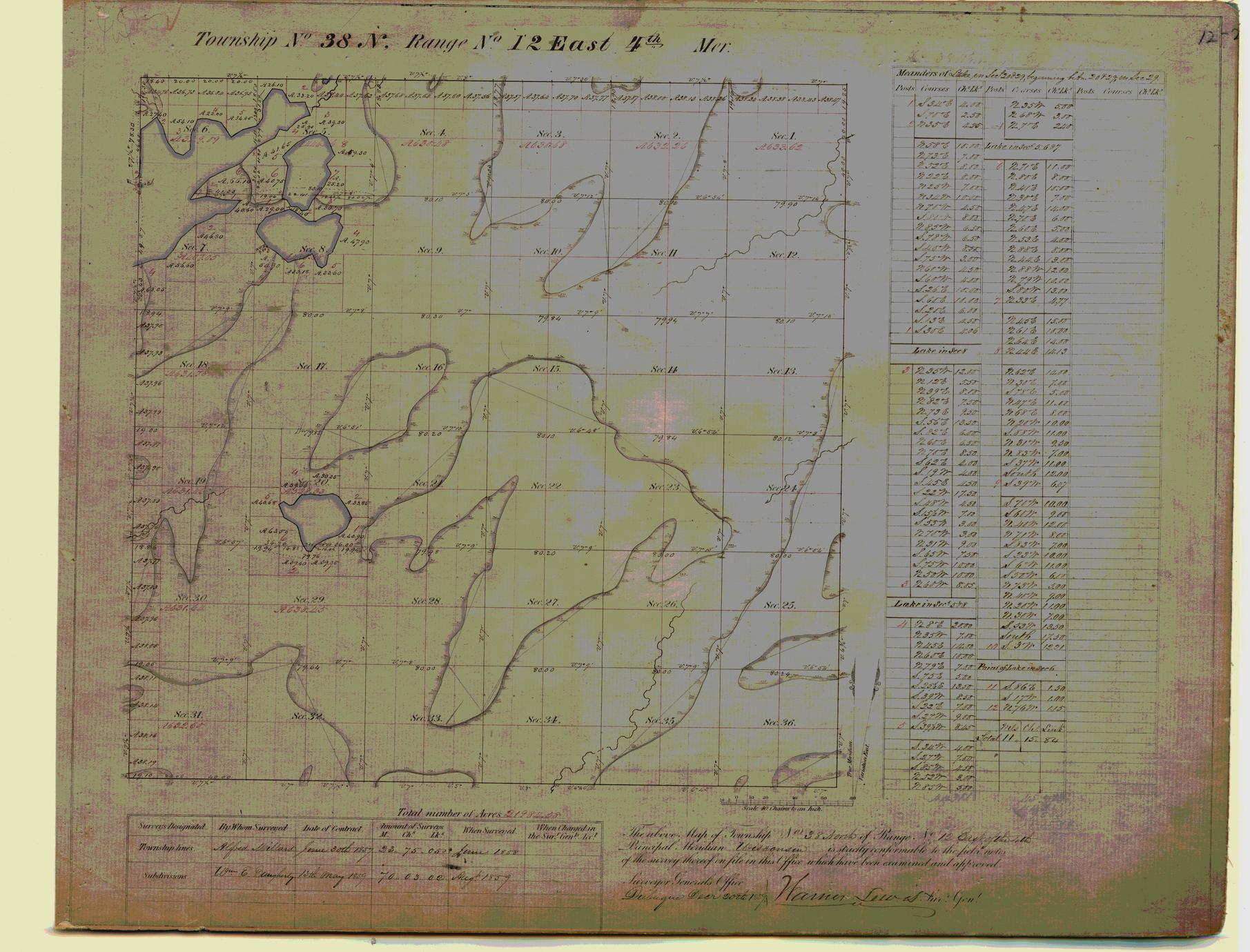 [Public Land Survey System map: Wisconsin Township 38 North, Range 12 East]