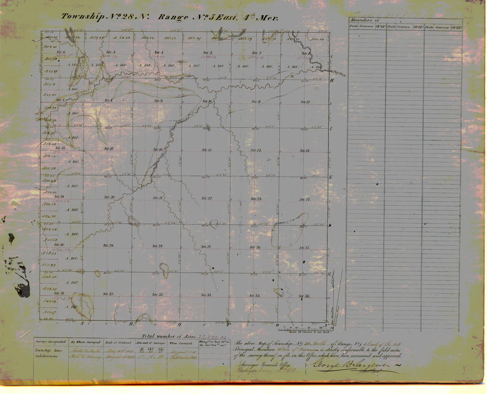 [Public Land Survey System map: Wisconsin Township 28 North, Range 05 East]