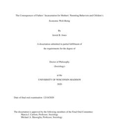 The Consequences of Fathers’ Incarceration for Mothers’ Parenting Behaviors and Children’s Economic Well-Being 