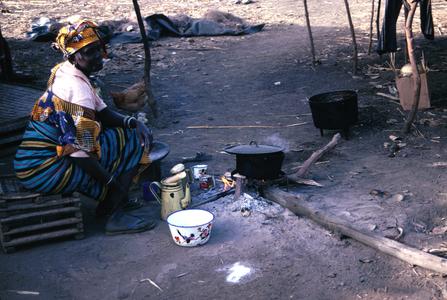 Woman Using Firewood to Cook a Meal