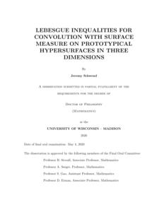 LEBESGUE INEQUALITIES FOR CONVOLUTION WITH SURFACE MEASURE ON PROTOTYPICAL HYPERSURFACES IN THREE DIMENSIONS