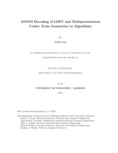 ADMM Decoding of LDPC and Multipermutation Codes: From Geometries to Algorithms