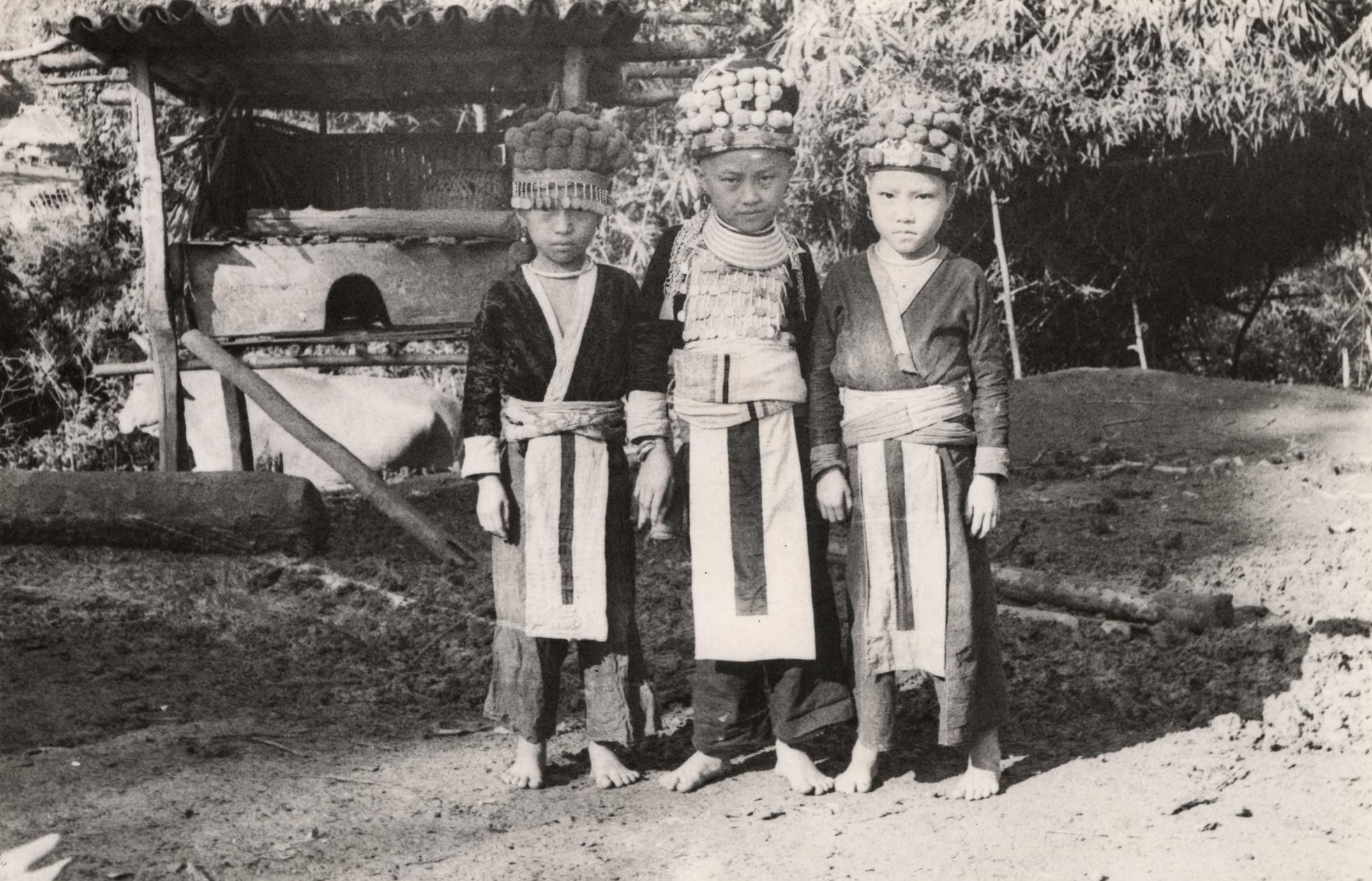 Three White Hmong girls in Houa Khong Province