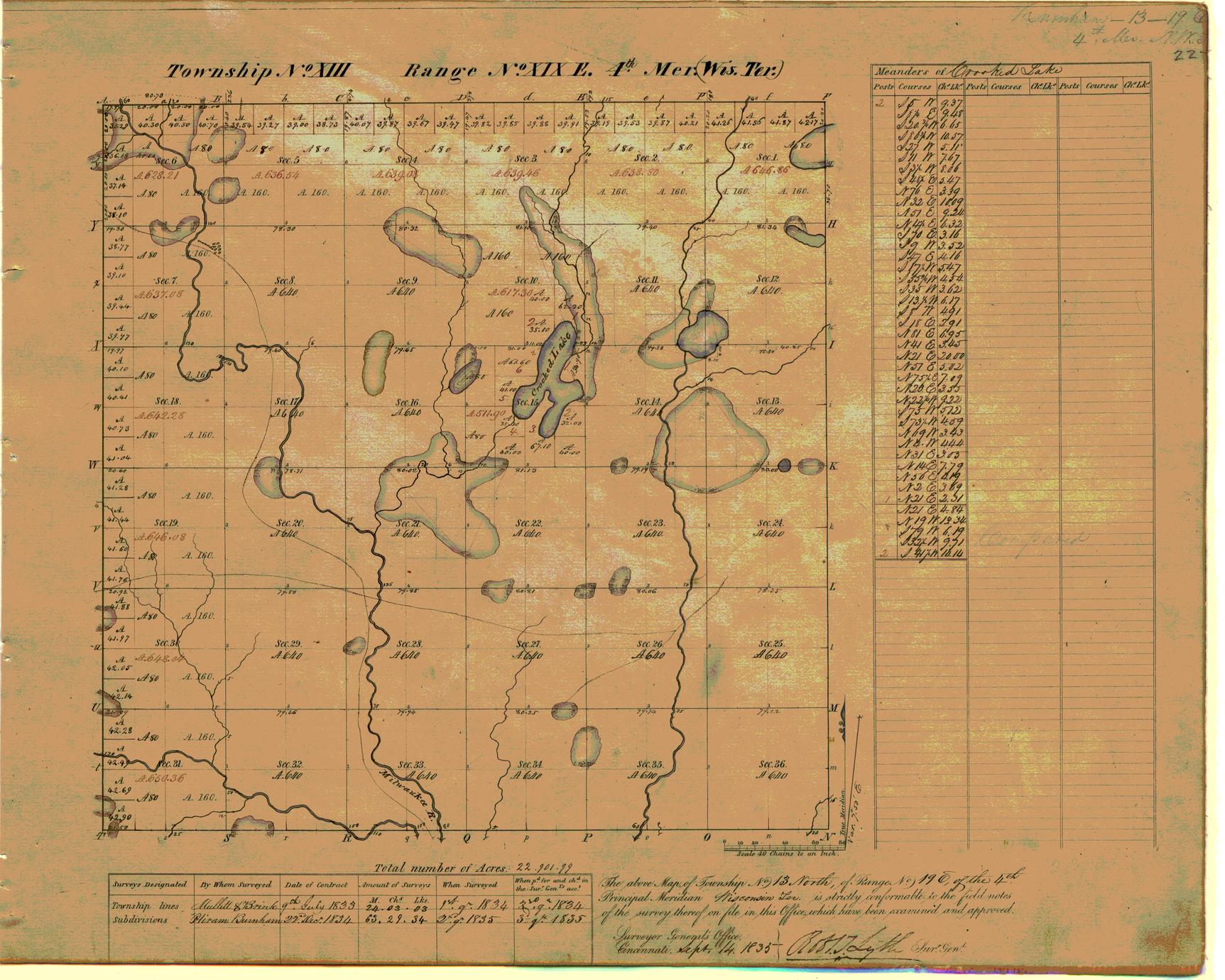 [Public Land Survey System map: Wisconsin Township 13 North, Range 19 East]