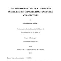 Low Load Operation in a Light-Duty Diesel Engine Using High Octane Fuels and Additives