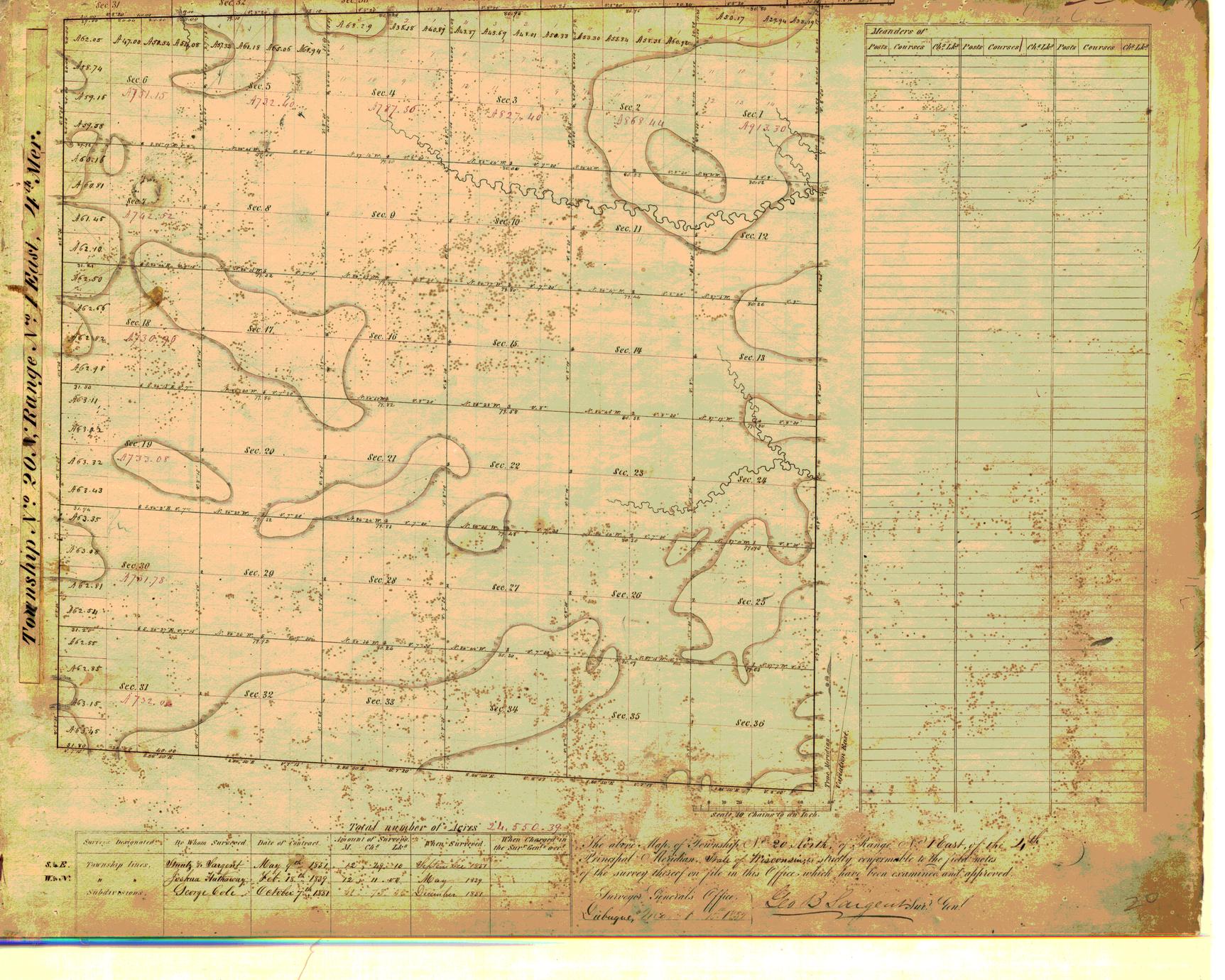 [Public Land Survey System map: Wisconsin Township 20 North, Range 01 East]