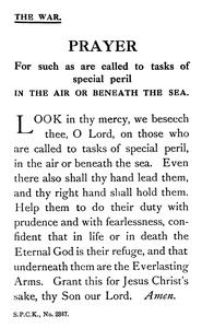 Prayer for such as are called to tasks of special peril in the air or beneath the sea