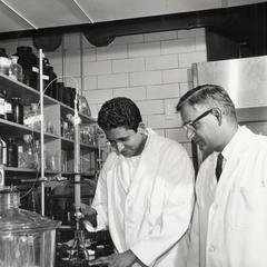 Har Gobind Khorana and T. Mathai Jacob in the lab
