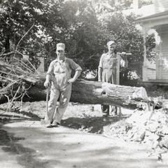 Doell Brusveen and Curtis Zepplin (?) felling a tree