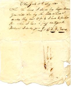 Note from J.B. Parsons to Felix Dominy, Aug. 17, 1830