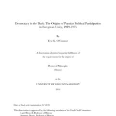 Democracy in the Dark: The Origins of Popular Political Participation in European Unity, 1949-1975