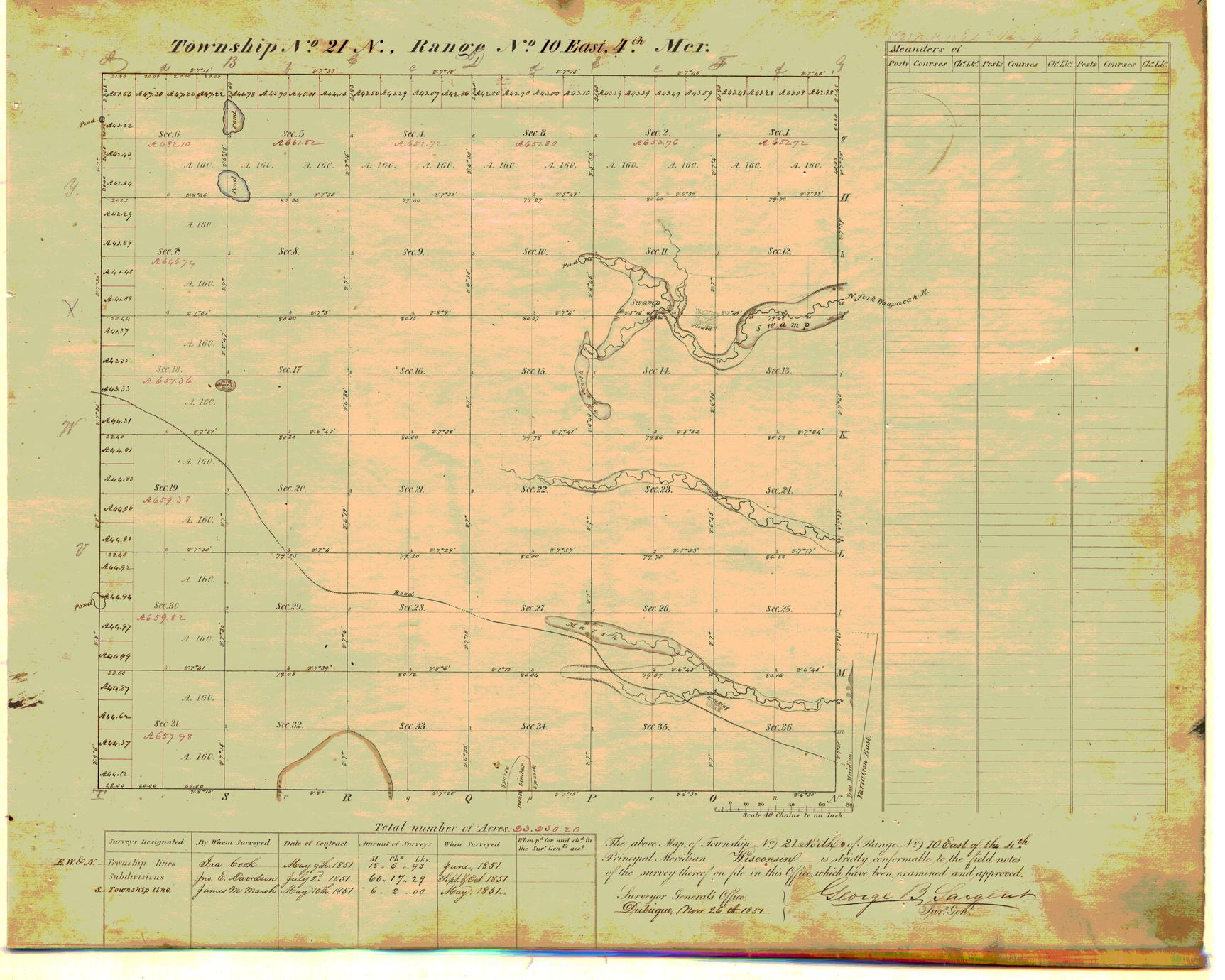 [Public Land Survey System map: Wisconsin Township 21 North, Range 10 East]